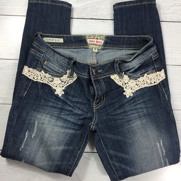 Hot Kiss Skinny Lily, White Lace Details, Size 5 - Picture 8 of 13